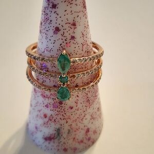 Bomb Party RBP7466 The Moment Is Now LC Teal Ice Crystal Rose Gold Ring Sz 8 NEW